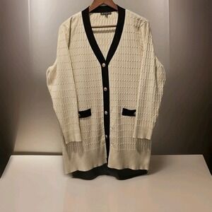 Adrianna Papell V-Neck Button Down Textured Cable Knit Cardigan Size 1X